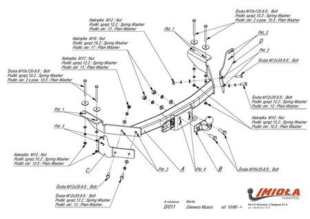 Фаркоп Imiola для Tagaz Road Partner (2008-2011) D.011