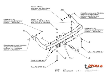 Фаркоп Imiola для Tagaz Tager (2008-2011) D.013