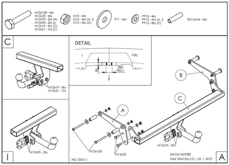 Фаркоп оцинкованный с быстросъемным шаром Galia для Renault Duster (2011-2024) D041C