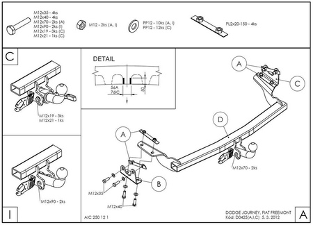 Фаркоп оцинкованный Galia для Dodge Journey (2008-2013) D042A