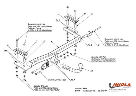 Фаркоп Imiola для Ford Escort хетчбек (1992-1998) E.004