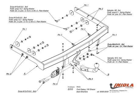 Фаркоп Imiola для Ford Galaxy (1995-2000) E.010