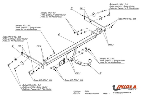 Фаркоп Imiola для Ford Focus универсал (1998-2004) E.025
