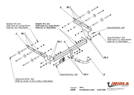 Фаркоп Imiola для Ford Mondeo универсал (1993-2006) E.028