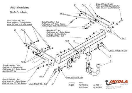 Фаркоп Imiola c быстросъемным шаром для Ford Galaxy (2006-2015) E.A38