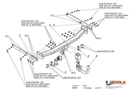 Фаркоп Imiola c быстросъемным шаром для Ford Kuga (2008-2020) E.A42