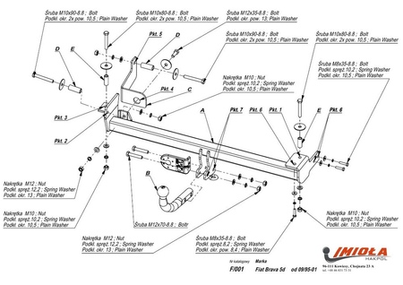 Фаркоп Imiola для FIAT Bravo хетчбек 5 дверей (1995-2001) F.001