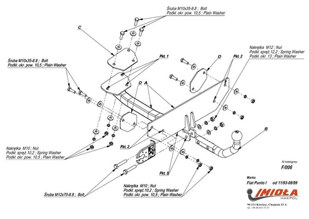 Фаркоп Imiola для FIAT Punto (1993-1999) F.006