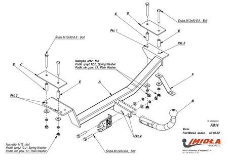 Фаркоп Imiola для FIAT Marea седан (1996-2002) F.014