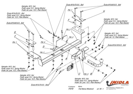 Фаркоп Imiola для FIAT Marea Weekend универсал (1996-2002) F.019