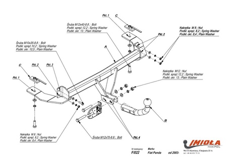 Фаркоп Imiola для FIAT Panda 2WD (2003-2012) F.022