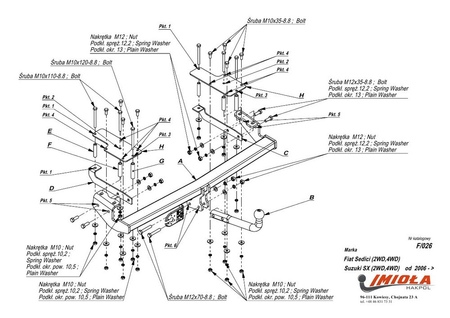 Фаркоп Imiola для FIAT Sedici (2006-2014) F.026