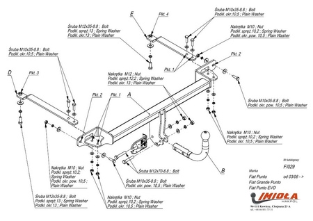 Фаркоп Imiola для FIAT Punto (2005-2010) F.029