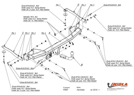 Фаркоп Imiola для Opel Combo (2011-2020) F.031