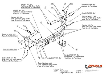 Фаркоп Imiola для Dodge Journey (2008-2020) F.033