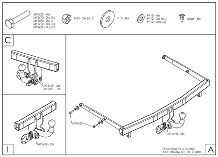 Фаркоп оцинкованный Galia для Ford Fusion (2002-2012) F082A