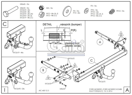 Фаркоп оцинкованный Galia для Ford Mondeo (2014-) F130A