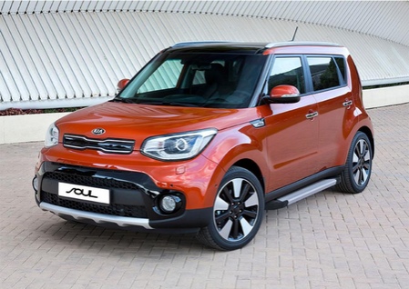 Пороги алюминиевые Silver new Kia Soul (2017-2019) F173AL.2804.1