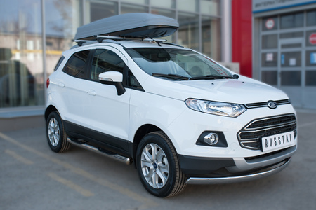 Пороги труба d76 с накладками вариант 3 RUSSTAL Ford Ecosport (2014-2019) FET-0020573