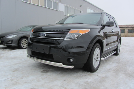 Защита переднего бампера d57+d57 двойная  Ford Explorer (2012-2015) FEX003