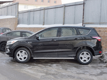 Пороги труба d42 с листом (лист алюминий, профиль нержавеющий) вариант 1 RUSSTAL Ford Kuga (2016-2019) FGL-0026001