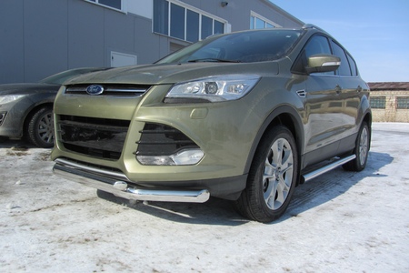 Защита переднего бампера d76+d57 двойная Ford Kuga (2013-2016) FKG13-001