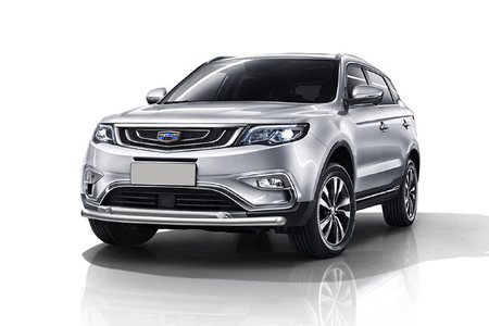 Защита переднего бампера d57+d42 двойная  Geely Atlas (2018-2021) GEAT-002