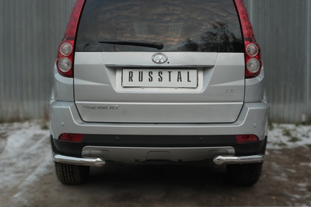 Защита заднего бампера уголки d63 секции RUSSTAL Great Wall Hover H3 (2014-2019) GWH3Z-001956