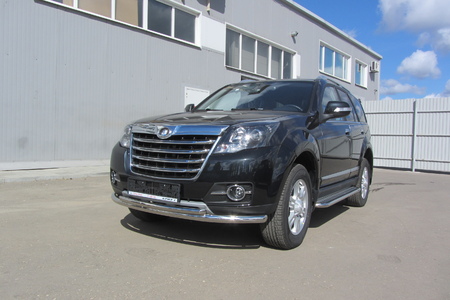 Защита переднего бампера d57+d42 двойная  Great Wall Hover H3 (2014-2020) GWHNR-H3-002