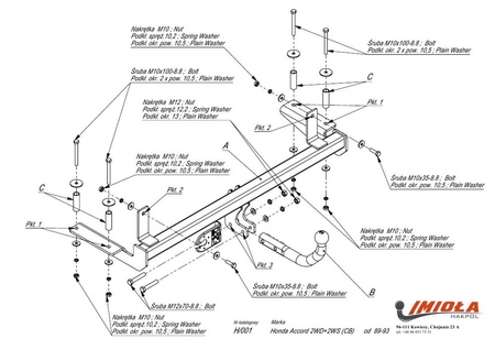 Фаркоп Imiola для Honda Accord CB (1989-1993) H.001