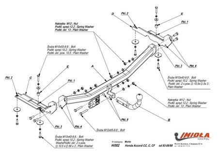 Фаркоп Imiola для Honda Accord седан (1993-1998) H.002