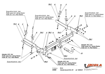 Фаркоп Imiola для Honda Accord (1998-2003) H.008