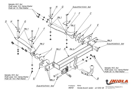 Фаркоп Imiola для Honda Accord седан (2002-2008) H.010