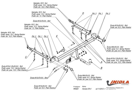 Фаркоп Imiola для Honda CR-V (2012-2017) H.023