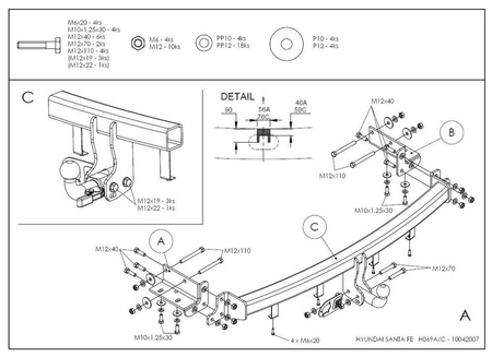 Фаркоп оцинкованный Galia для Kia Sorento (2009-2012) H069A