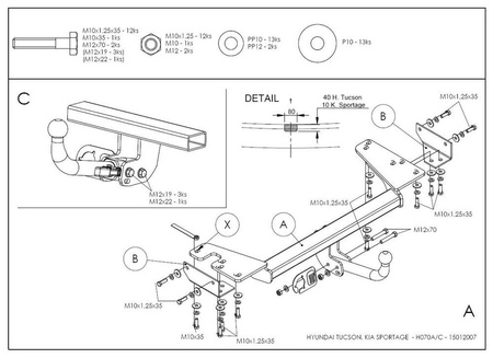 Фаркоп оцинкованный с быстросъемным шаром Galia для Hyundai Tucson (2004-2010) H070C