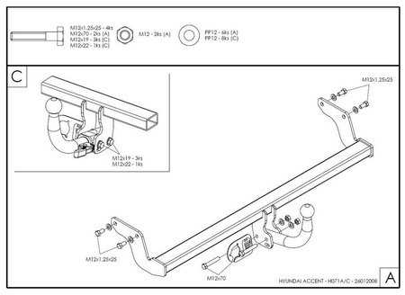 Фаркоп оцинкованный Galia для Hyundai Accent кроме сборки ТагАЗ (2006-2010) H071A