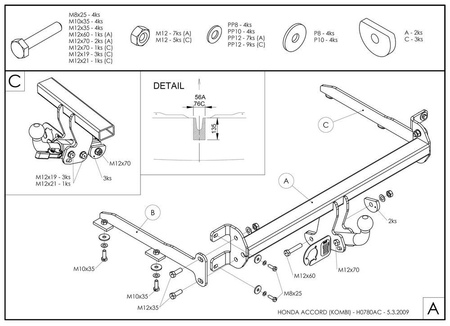 Фаркоп оцинкованный Galia для Honda Accord седан/универсал (2008-2012) H078A