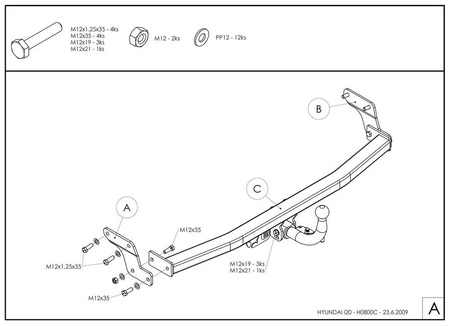 Фаркоп оцинкованный Galia для Hyundai i20 (2008-2014) H080A