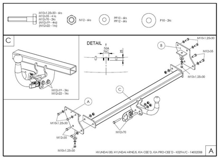 Фаркоп оцинкованный с быстросъемным шаром Galia для Hyundai i30 хетчбек (2010-2012) H087C