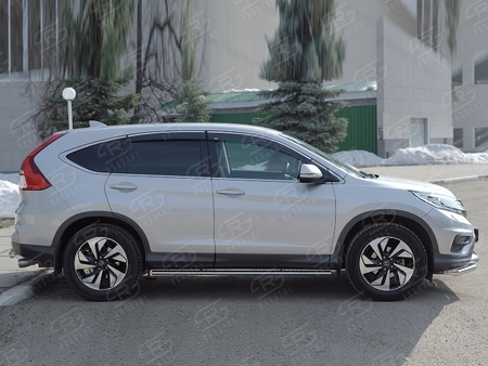 Пороги труба 75х42 овал с проступью (дв. 2.0) RUSSTAL Honda CR-V (2015-2016) HCRO-002223