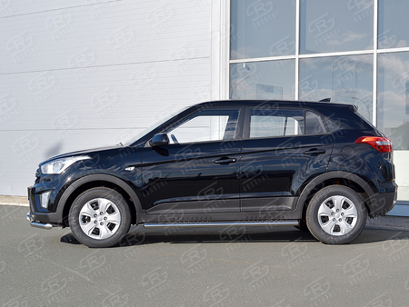Пороги труба 120х60 овал с проступью RUSSTAL Hyundai Creta (2016-2021) HCRO-002423