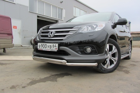 Защита переднего бампера d76+d57 двойная  Honda CR-V (2L) (2012-2017) HCRV13-001