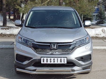 Защита переднего бампера d63 секции-75х42 дуга (дв. 2.0) RUSSTAL Honda CR-V (2015-2016) HCRZ-002219