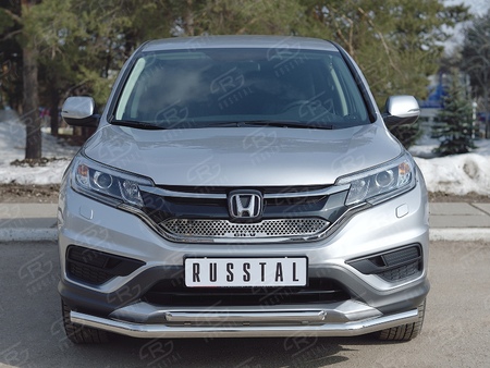 Защита переднего бампера d63 секции-d42 дуга (дв. 2.0) RUSSTAL Honda CR-V (2015-2016) HCRZ-002220