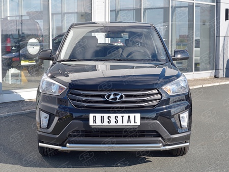 Защита переднего бампера d42 секция-d42 дуга RUSSTAL Hyundai Creta (2016-2021) HCRZ-002416