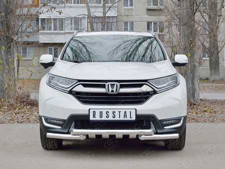 Защита переднего бампера d63 дуга-d63 уголки+клыки RUSSTAL Honda CR-V (2017-2023) HCRZ-002824