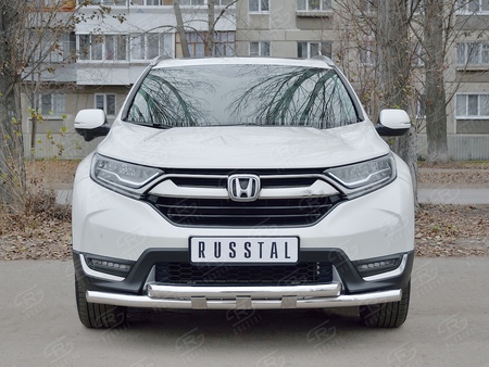 Защита переднего бампера d63 секции-d63 секции с декором RUSSTAL Honda CR-V (2017-2023) HCRZ-002827