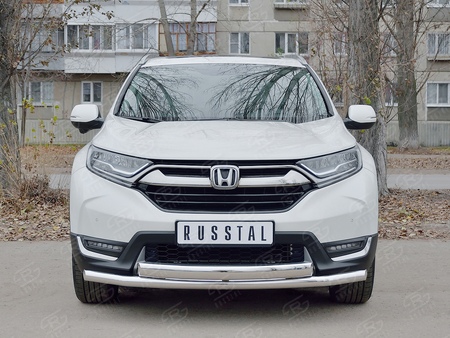 Защита переднего бампера d63 секции-d75х42 дуга RUSSTAL Honda CR-V (2017-2023) HCRZ-002828