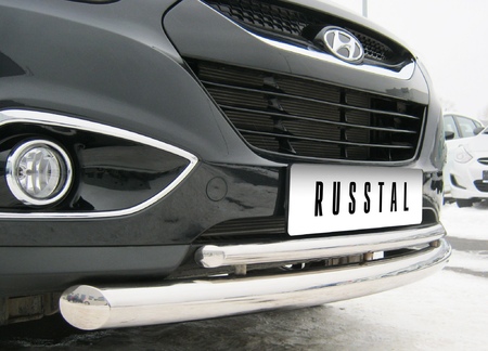 Защита переднего бампера d63х42 RUSSTAL Hyundai ix35 (2010-2012) HIZ-000179